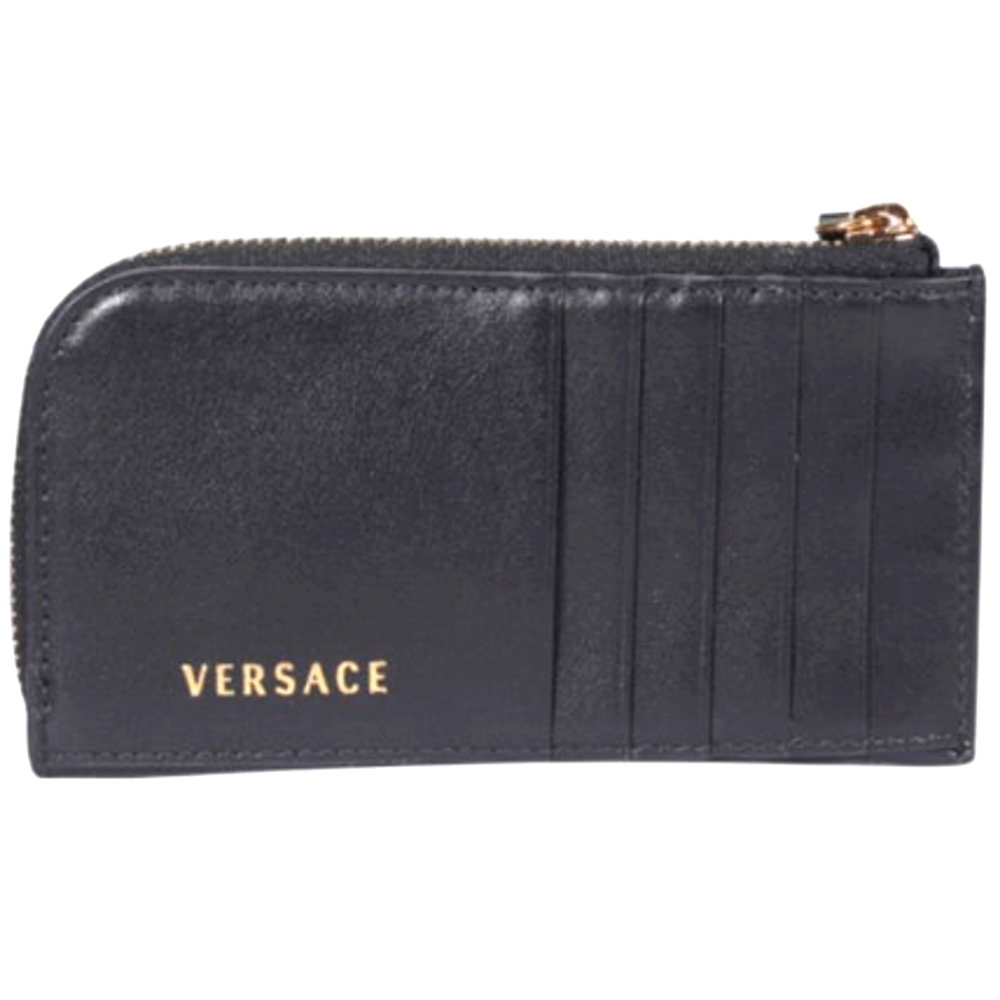 VERSACE Black All Over Medusa Stud Zip Card Holder Wallet - Picture 3 of 11